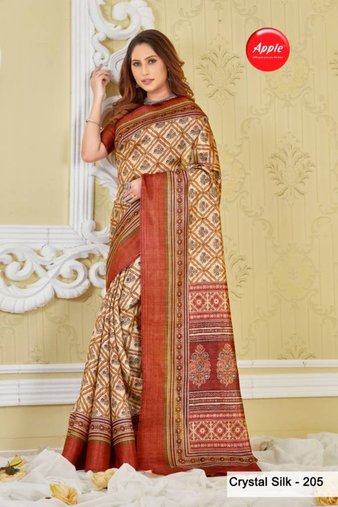 Apple Crystal Silk 2 New Exclusive Wear Cotton Printed Designer Saree Collection
